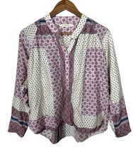 Xirena Kora Popover Top Silk Blend Womens Size XS Long Sleeve Button Front Boho