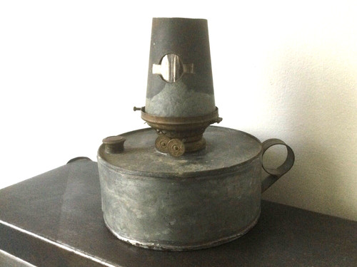 Ancienne lampe zinc double - ancienne, en