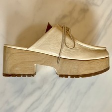 NEW Rachel Comey Pomme Clogs Shiny Kidskin w/Decorative Laces 9 9.5