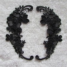 ACD20 / NOIR - LOT de 2 APPLIQUES DENTELLE SYMÉTRIQUE GUIPURE ** 21 x 9 cm  **