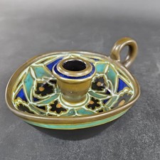 1926 Antique Candlestick Patricia Gouda Holland Hand Painted Floral Signed *INFO