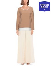 RRP€158 CLUB VOLTAIRE Top Size L Brown Long Sleeves Made in Italy