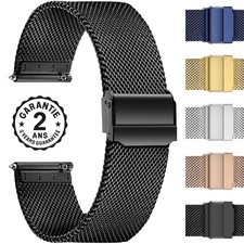 Bracelet de Montre Mesh Mailles Milanaises Acier Inoxydable Fermoir Coulissant