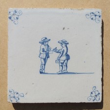 AUTHENTIC ANTIQUE 18th CENTURY HAND PAINTED DUTCH DELFT TILE ( #2 )