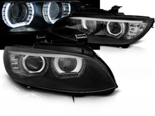 Paire de feux phares BMW serie 3 E92 / E93 06-10 angel eyes LED 3D DRL noir