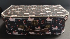 Valise de poupée ancienne carton et papier années 50 lapins roses
