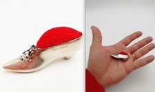 ANCIEN COUSSIN D'EPINGLES ESCARPIN EN ARGENT LONDRES 925 poinçon Birmingham