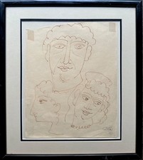 DERAIN André drawing old portraits faces man woman painting painting painting signed