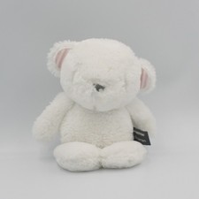 Doudou peluche ours blanc rose