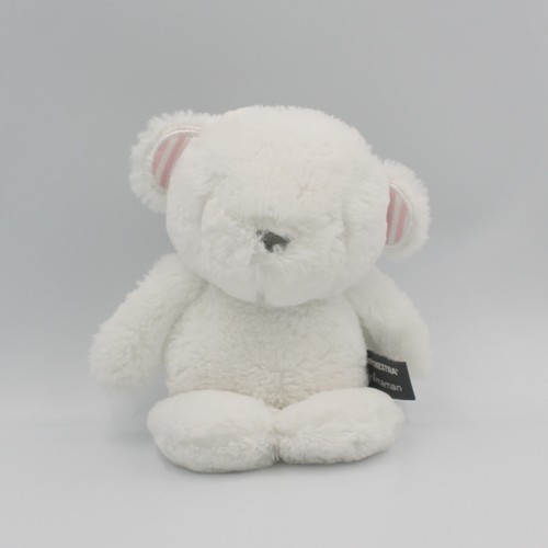 Doudou peluche ours blanc - , rose