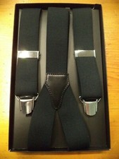 Bretelle unie noire à 4 bras haute 36 mm - 100 % Made in Italy