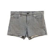 Theory Shorts Womens 28 Navy White Stripe Freeboard Mikee Zip Fly Chino Pockets