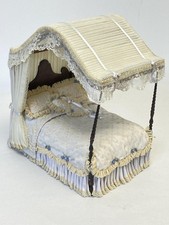 DOLLHOUSE MINIATURE DRESSED CANOPY BED SIGNED DONNA '81 NEEDS POST GLUED