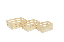 Ensemble 3 caisses bois – rangement déco empilables