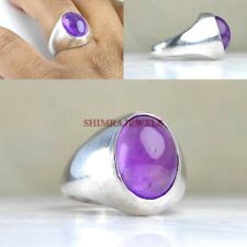 Naturel Gemme Améthyste Avec 925 Bague en Argent pour Homme #611