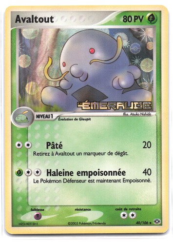 Carte pokémon avaltout - carte,
