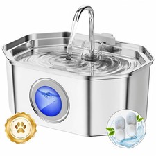 Fontaine a Eau Chat INOX, 3.2L Fontaine à Eau Chat,Fontaine Chats silencieuse...