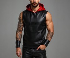 Nouveau gilet en cuir noir à