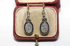Victorian Drop Dangle Earrings  2.60Ct Simulated Sapphire 14K Yellow Gold Plated
