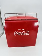 Vintage 1950s Original Action MFG Coca Cola Large Metal Cooler W/ Tray RARE
