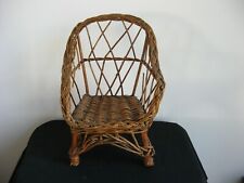 antique straw or rattan doll chair circa 1950