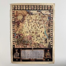 Colonial Poster Large Illustrated Map Belgian Congo Rwanda-Urundi 1930 A5659