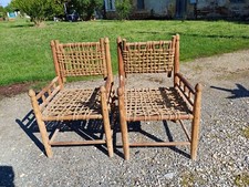 Pair of wooden armchairs and ropes style bold twink