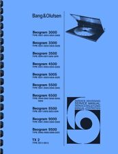 B&O Bang Olufsen Beogram 9500 9000 8500 6500 5500 5505 4500 TX2 SERVICE MANUAL
