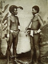 photo CDV Allan Hughan, Noumea - Pacific natives, puzzle, warriors