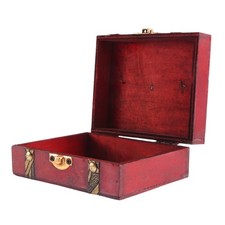 Vintage Wooden Trunk Storage Box Lock Organizer Ca6717