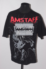 Amstaff 3XL Black Tee with Large Front and Back Print, Stretch Collar