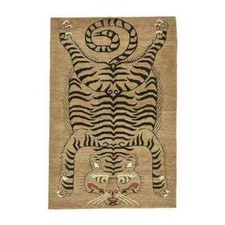 Tapis léopard touffeté à la main neuf 100 % laine