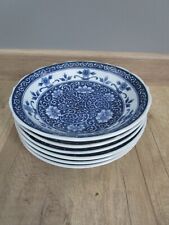 6 Hollow Plates Porcelain Blue Flower Pattern Japan