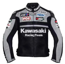 Veste en cuir de moto Kawasaki