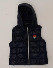 BENETTON Baby Girls Hooded Padded Gilet 12-18 Months Navy Blue Polyester BN07