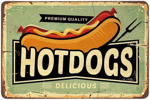 Metal hotdog sign aluminum - metal,