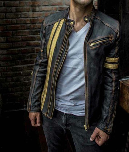 Veste cuir moto - moto, café