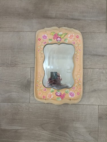 Miroir mural bois - peint, fleurs