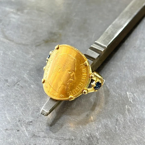 Bague pièce jaune - bague,
