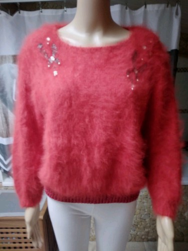 Magnifique pull angora rouge - ,
