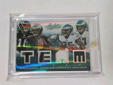 2013 Absolute Michael Vick McCoy Jackson Celek Quad Game Used Patch /25 Eagles