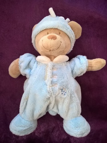 Doudou peluche ours - ours, bleu