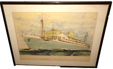 ANTIQUE PRINT PAQUEBOT CONGO MARITIME BELGE RICHON BAUDOUINVILLE COMPAGNIE SHIP