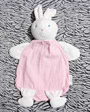 P💗 KLORANE DOUDOU PELUCHE RANGE PYJAMA EPONGE LAPIN ROSE VICHY 45CM T BON ETAT