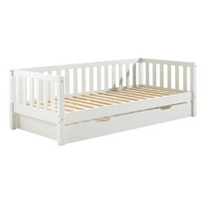 YAX - Lit Gigogne 90x200cm en Pin Laqué Blanc