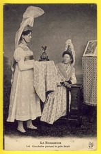 Old postcard Normandy 76 - SPINDLES in costume headdress lace blessed bread pray to God