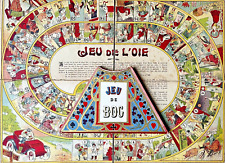 DUO of ANTIQUE GAMES PLATES, Goose and Bog Game / YELLOW DWARF circa 1900