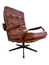 Fauteuil Vintage Cuir Pivotant