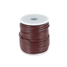 Lacet en cuir Rond - Diamètre 2mm MARRON 1 mètre de lacet