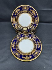 Minton "ARGYLE" Cobalt Blue Encrusted Gold ~ Set of 2 ~ Bread Plates ~ 6 3/4"